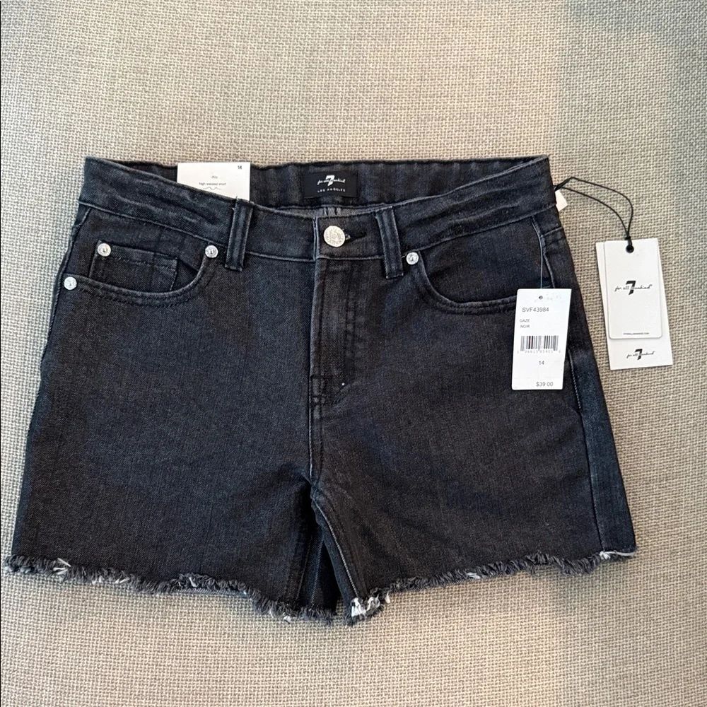 NWT 7 For All Mankind High Waisted Jean Shorts Size 14